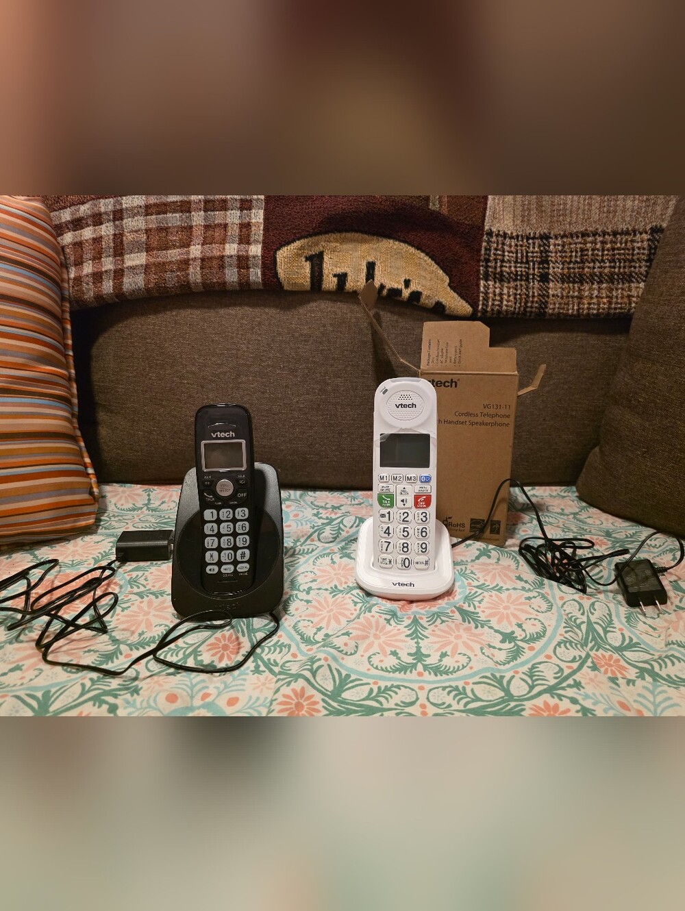 Cordless Phone Handset Duo - Black and White